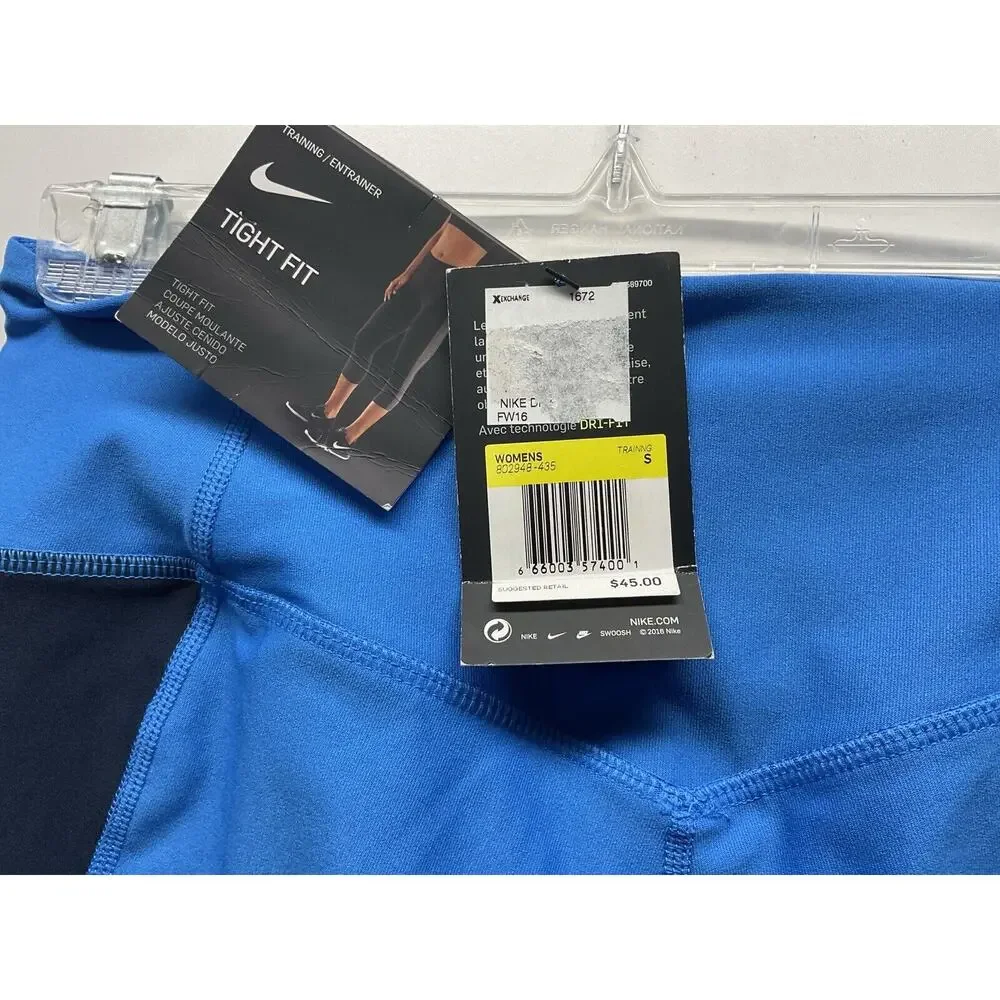 Nike Dri Fit Training Tight Fit Woman’s Size Small Blue Leggings With Stripe New